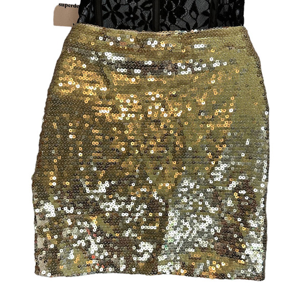superdown Gold Sequin Mini Skirt - Picture 7 of 9